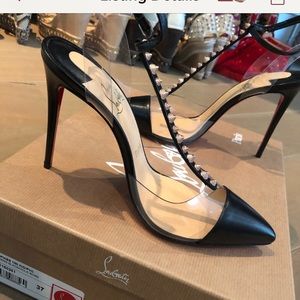 Christian louboutin Black nosy spiked t straps